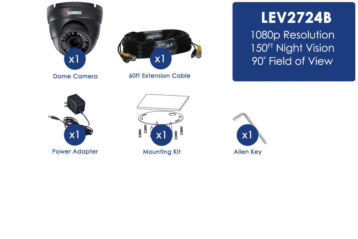 1080p HD Zoom Security Dome Camera with Motorized Varifocal Zoom Lens, 150ft Night Vision