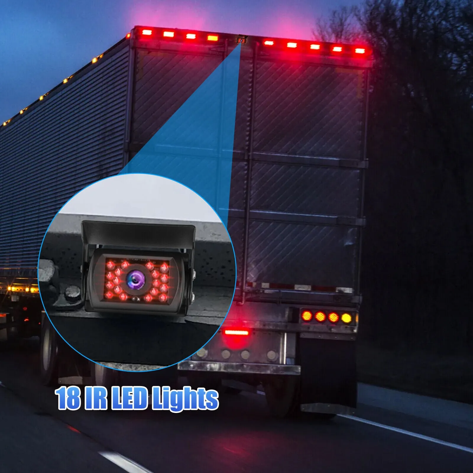 12V-24V Truck Rear View Backup Camera Heavy Duty 18 LEDs CCD High