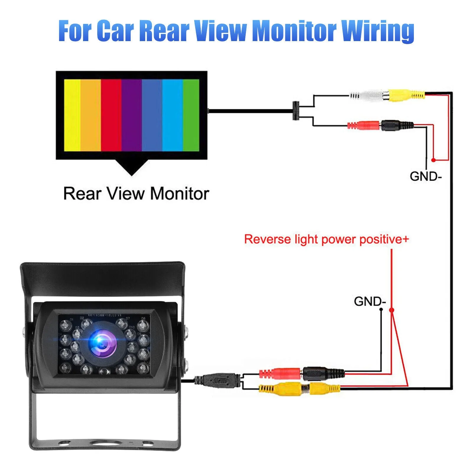 12V-24V Truck Rear View Backup Camera Heavy Duty 18 LEDs CCD High