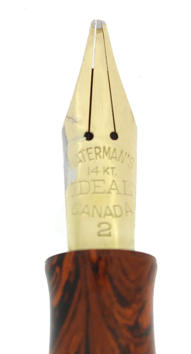 1920S WATERMAN #52 RED RIPPLE FOUNTAIN PEN RARE MUSIC NIB RESTORED