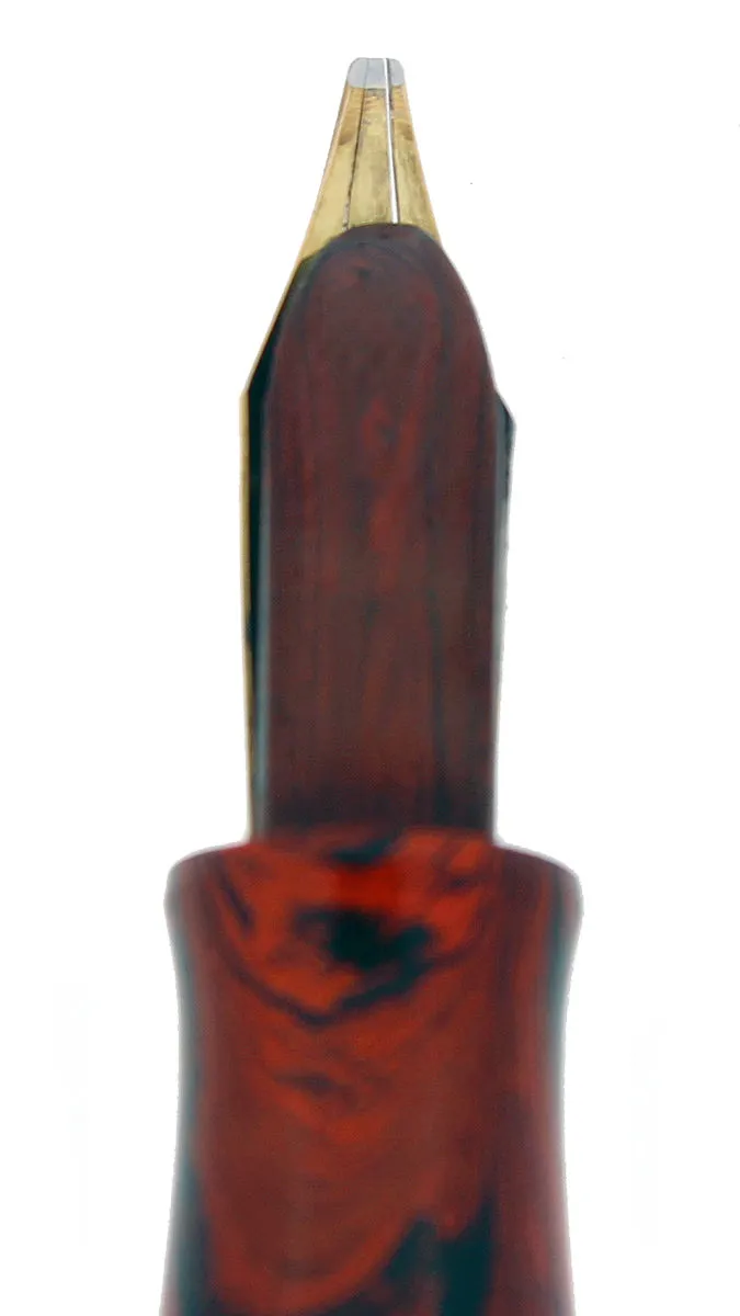 1920S WATERMAN #52 RED RIPPLE FOUNTAIN PEN RARE MUSIC NIB RESTORED