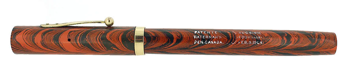 1920S WATERMAN #52 RED RIPPLE FOUNTAIN PEN RARE MUSIC NIB RESTORED
