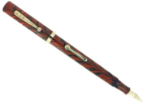 1920S WATERMAN #52 RED RIPPLE FOUNTAIN PEN RARE MUSIC NIB RESTORED