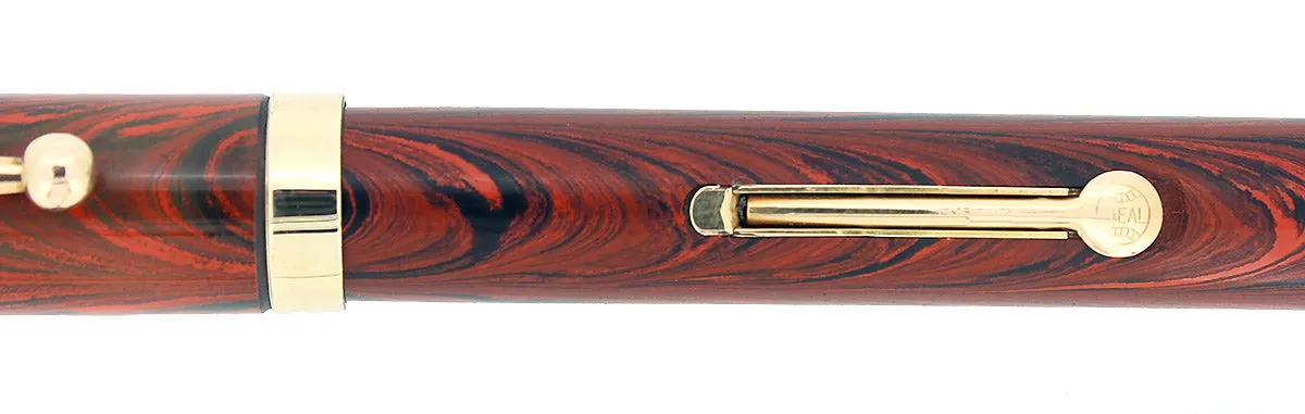 1920S WATERMAN #54 RED RIPPLE FOUNTAIN PEN F-BBB 2.38MM FLEX NIB RESTORED