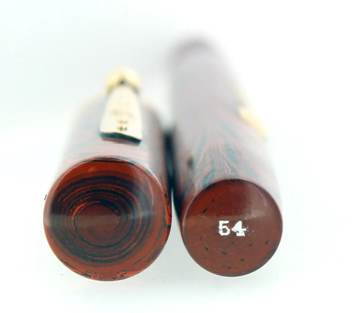 1920S WATERMAN #54 RED RIPPLE FOUNTAIN PEN F-BBB 2.38MM FLEX NIB RESTORED