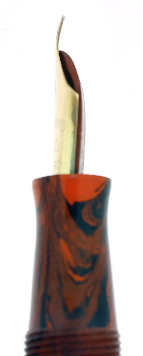 1920S WATERMAN #54 RED RIPPLE FOUNTAIN PEN F-BBB 2.38MM FLEX NIB RESTORED