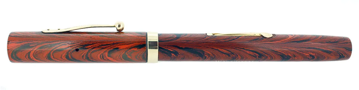 1920S WATERMAN #54 RED RIPPLE FOUNTAIN PEN F-BBB 2.38MM FLEX NIB RESTORED