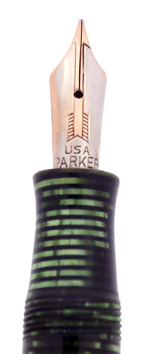 1936 PARKER VACUMATIC EMERALD PEARL DOUBLE JEWEL STANDARD FOUNTAIN PEN RESTORED