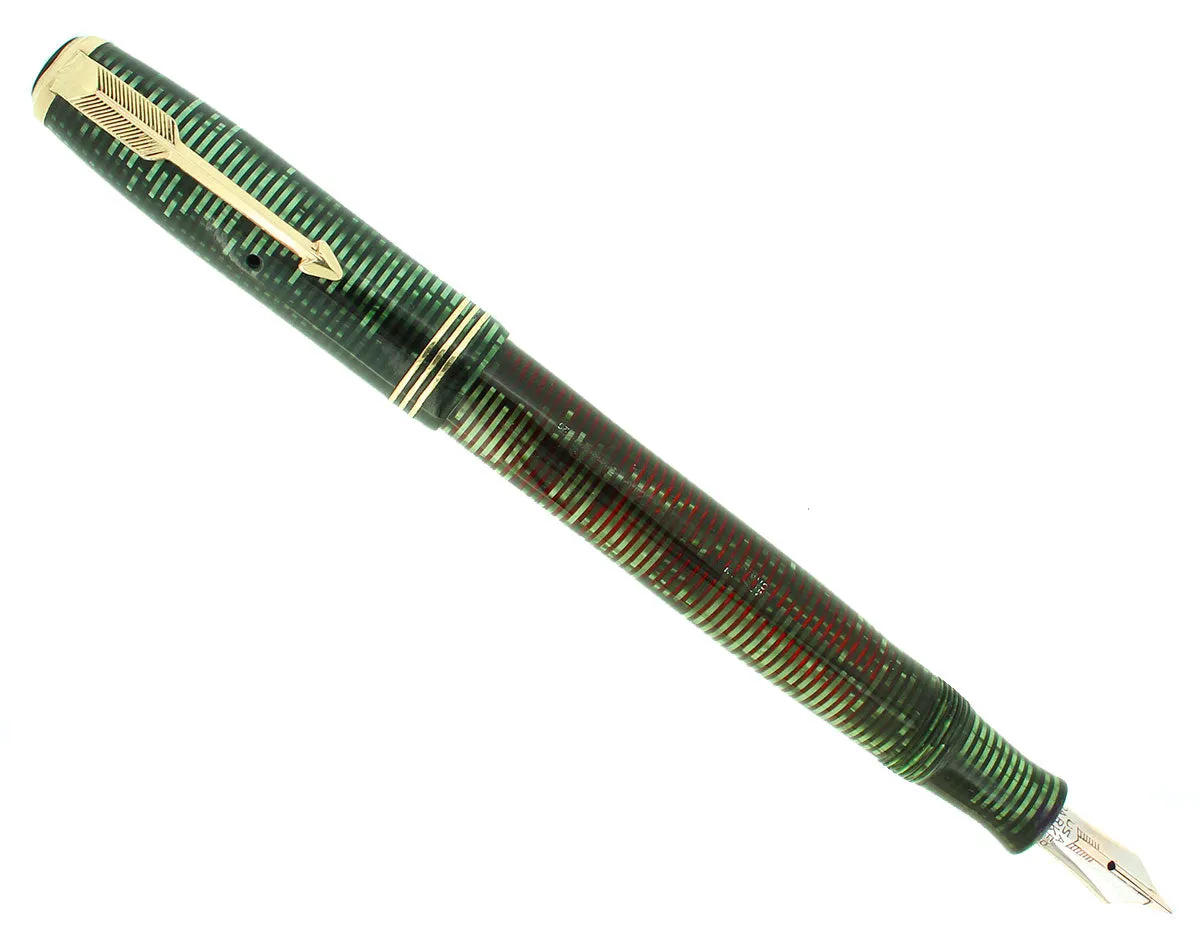 1936 PARKER VACUMATIC EMERALD PEARL DOUBLE JEWEL STANDARD FOUNTAIN PEN RESTORED