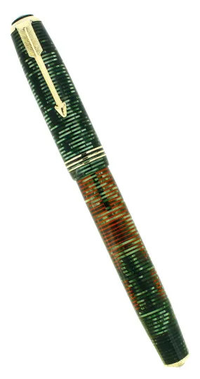 1936 PARKER VACUMATIC EMERALD PEARL STANDARD SIZE DOUBLE JEWEL FOUNTAIN PEN RESTORED