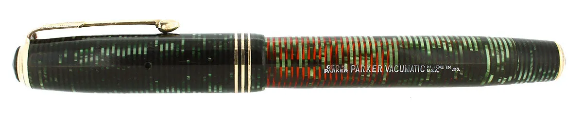 1936 PARKER VACUMATIC EMERALD PEARL STANDARD SIZE DOUBLE JEWEL FOUNTAIN PEN RESTORED