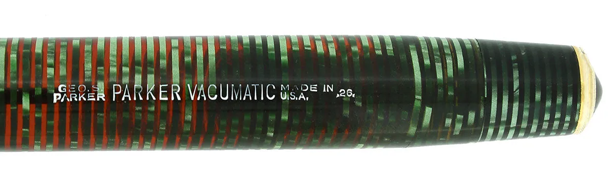 1936 PARKER VACUMATIC EMERALD PEARL STANDARD SIZE DOUBLE JEWEL FOUNTAIN PEN RESTORED