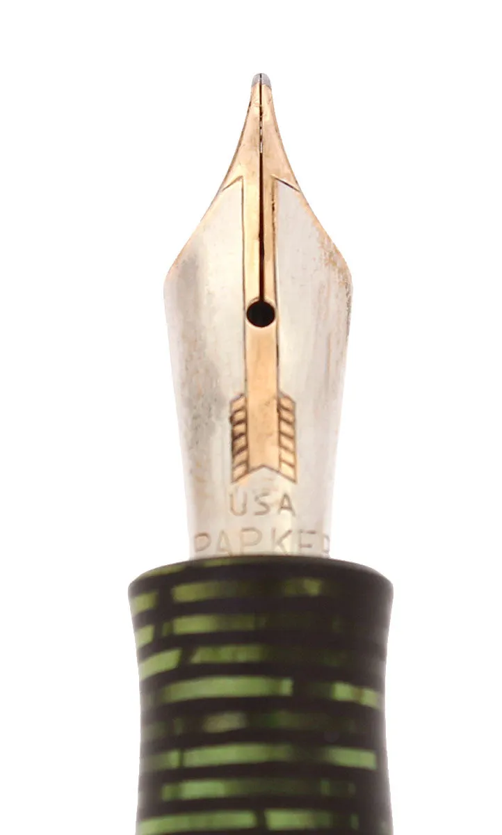 1936 PARKER VACUMATIC EMERALD PEARL STANDARD SIZE DOUBLE JEWEL FOUNTAIN PEN RESTORED