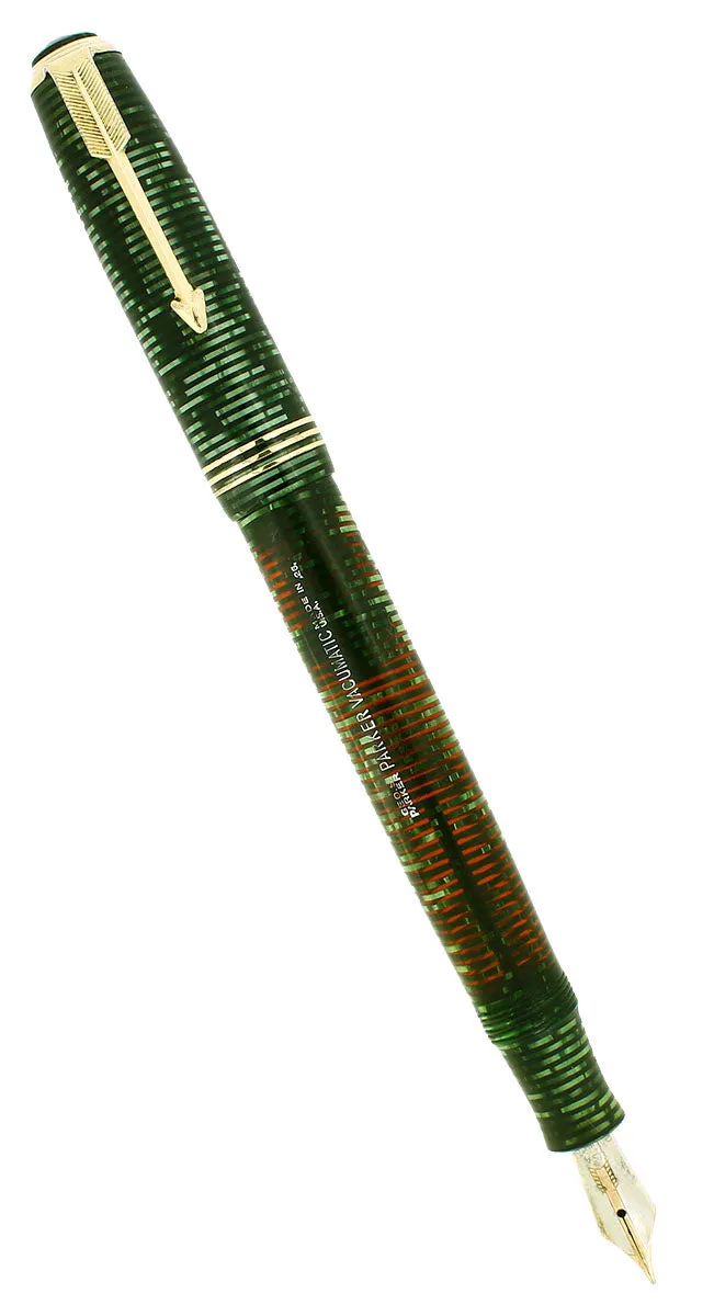 1936 PARKER VACUMATIC EMERALD PEARL STANDARD SIZE DOUBLE JEWEL FOUNTAIN PEN RESTORED