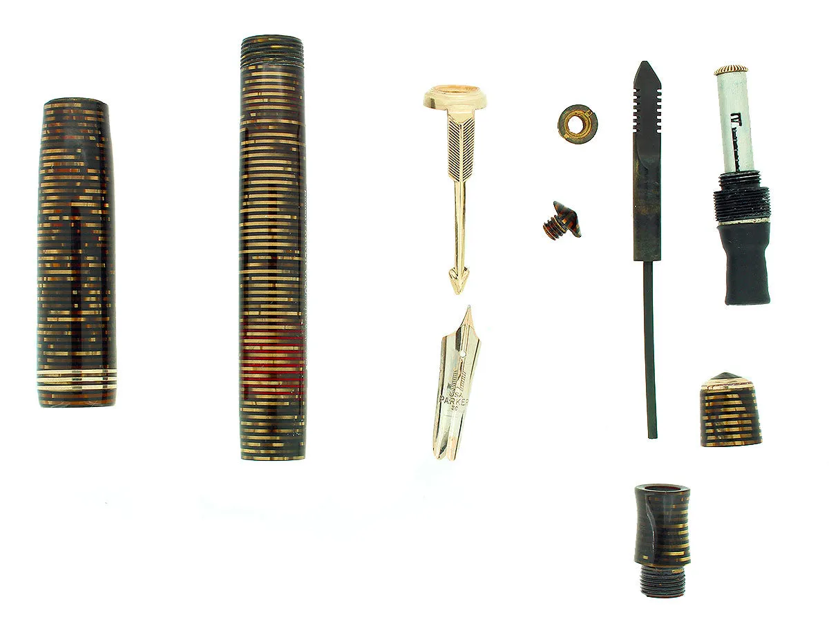 1937 PARKER GOLDEN PEARL VACUMATIC DOUBLE JEWEL STANDARD FOUNTAIN PEN RESTORED