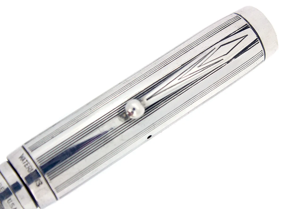 1944 WATERMAN 403 STERLING SHERATON OVERLAY FOUNTAIN PEN F-BBB FLEX NIB RESTORED