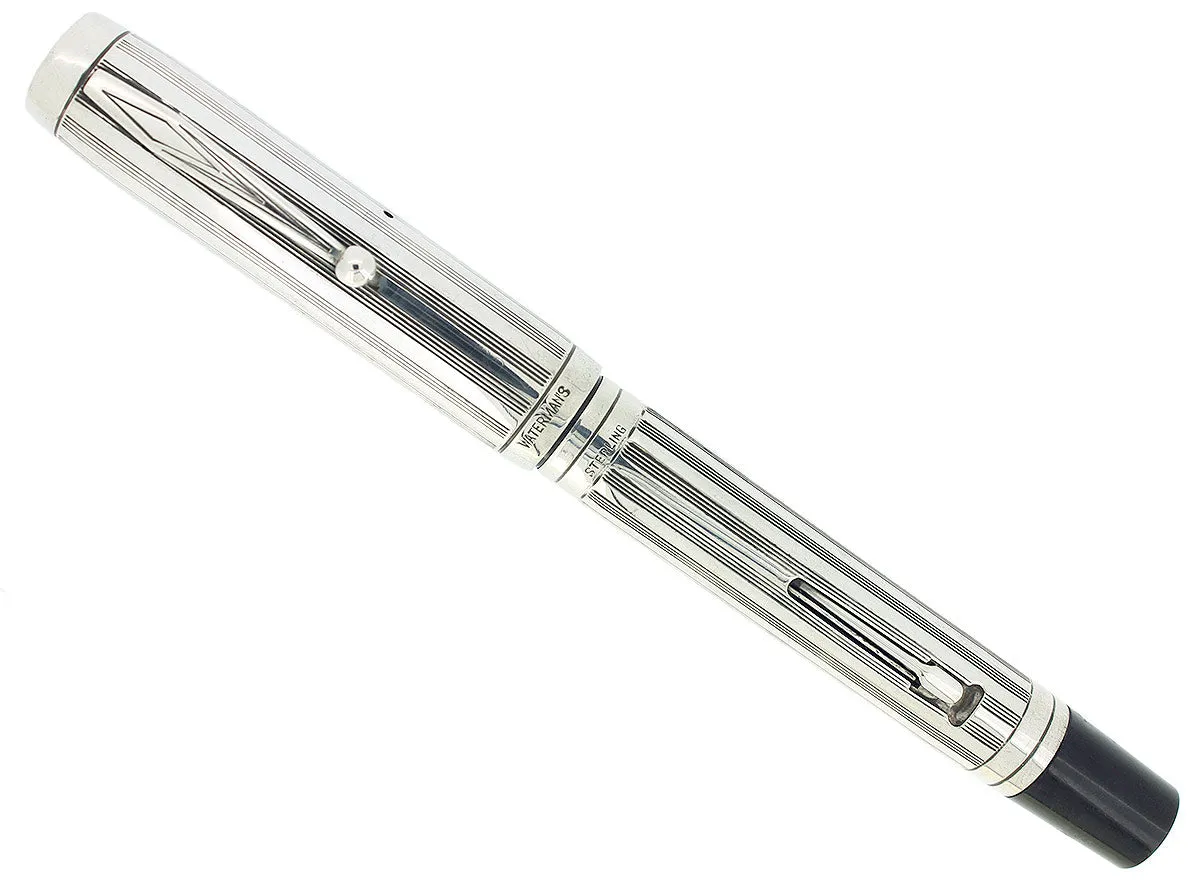 1944 WATERMAN 403 STERLING SHERATON OVERLAY FOUNTAIN PEN F-BBB FLEX NIB RESTORED