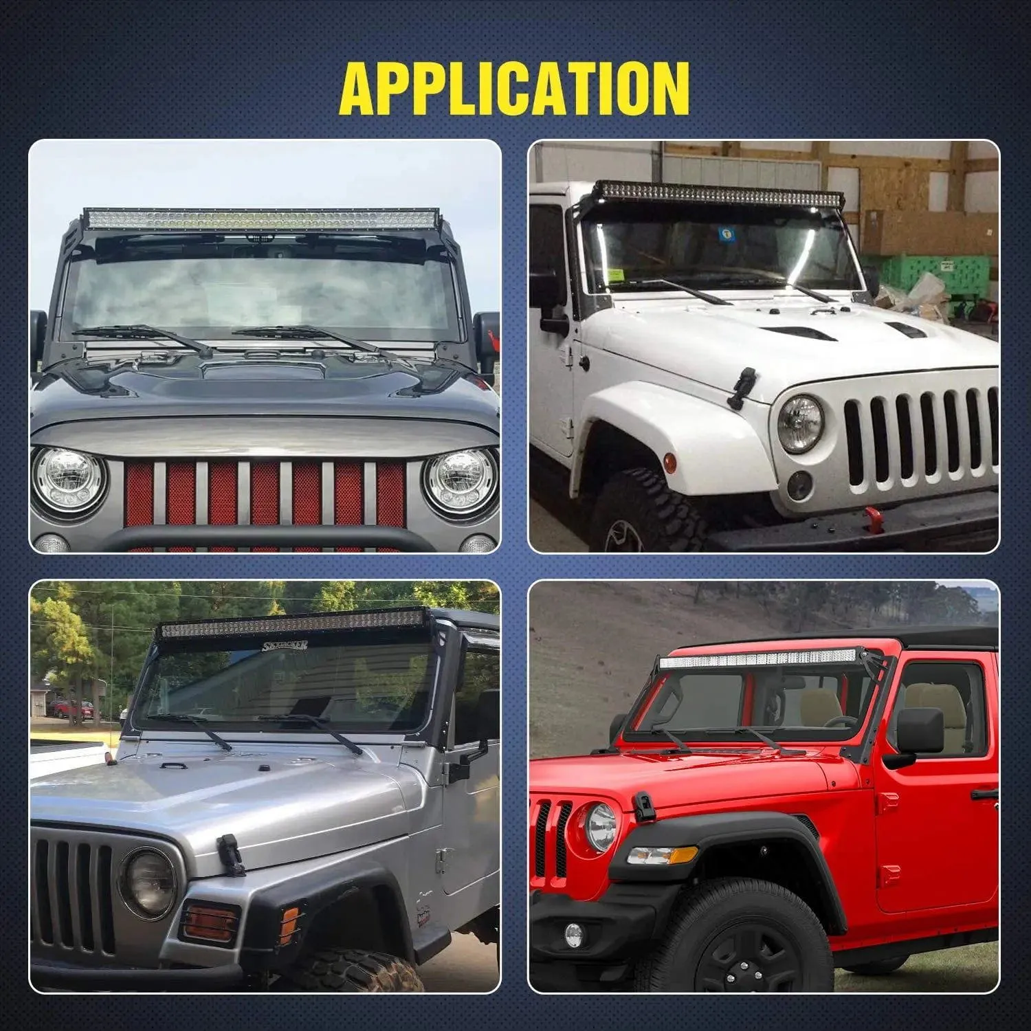 50 Inch Light Bar Windshield Frame Mounts For 2007-2017 Jeep Wrangler JK