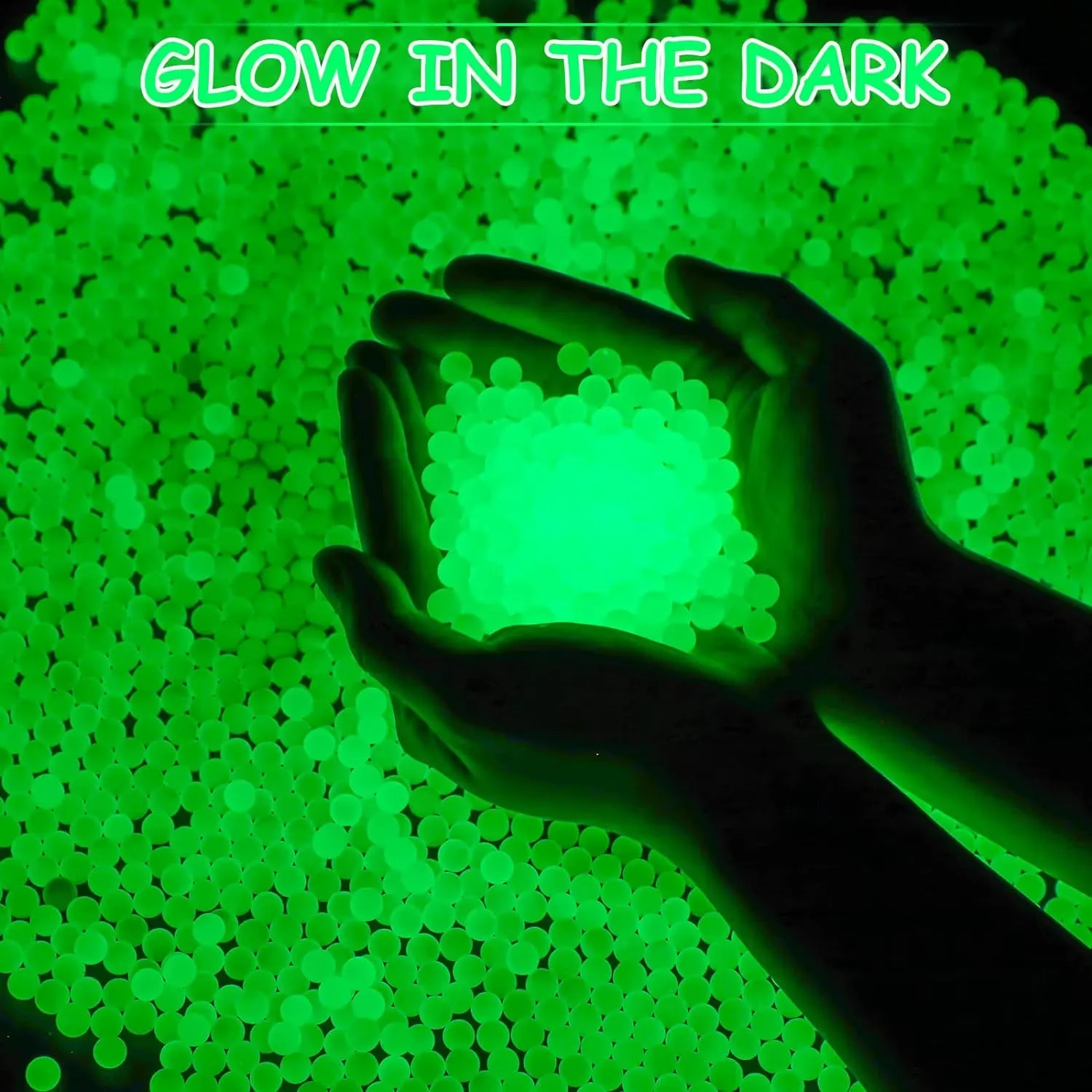 6 Pack Glow in The Dark Water Bullet Beads Gel Ammo,(70000 Pieces ) 7-8mm Water Luminous Beads Refill Ammo Fluorescence Green Splatter Gel for Toy Gun