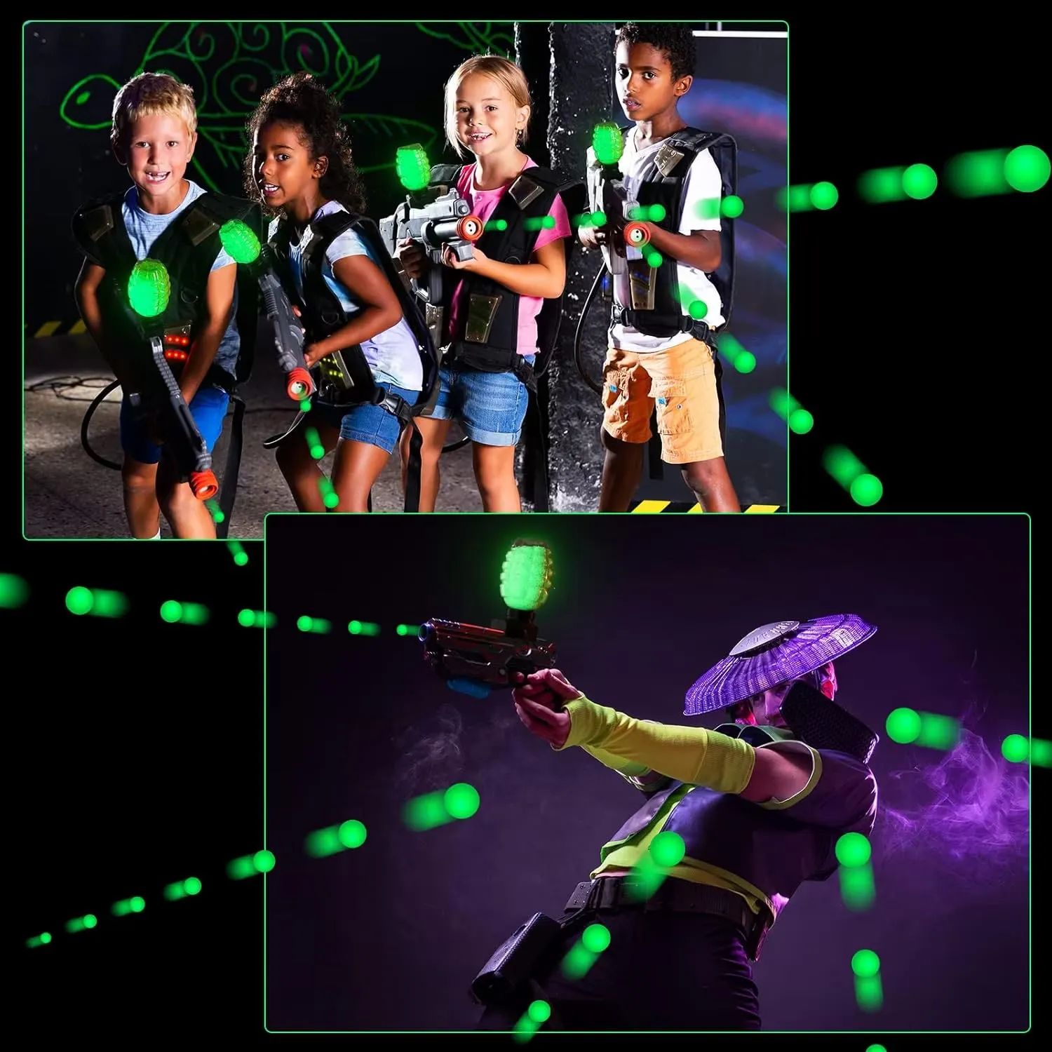 6 Pack Glow in The Dark Water Bullet Beads Gel Ammo,(70000 Pieces ) 7-8mm Water Luminous Beads Refill Ammo Fluorescence Green Splatter Gel for Toy Gun