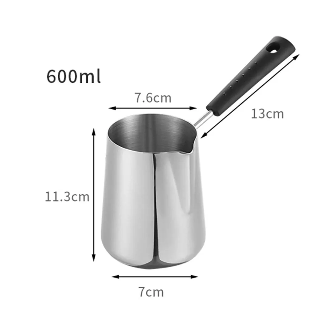 600Ml Milk Butter Warmer Pot, Turkish Coffee Pot, Stainless Steel Stovetop Melting Pot with Spout for Tea,Heating