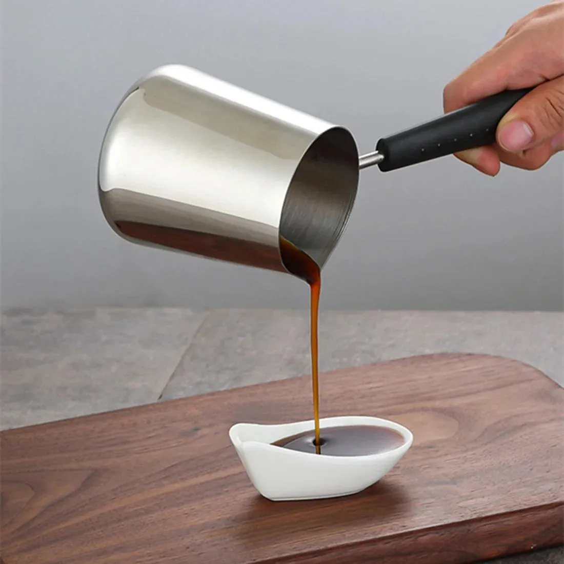 600Ml Milk Butter Warmer Pot, Turkish Coffee Pot, Stainless Steel Stovetop Melting Pot with Spout for Tea,Heating