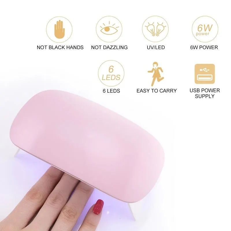 6W Mini Nail Dryer UV Led Lamp For Nails Manicure All Types Gel Polish Drying  Portable USB Machine Nail Art Tool