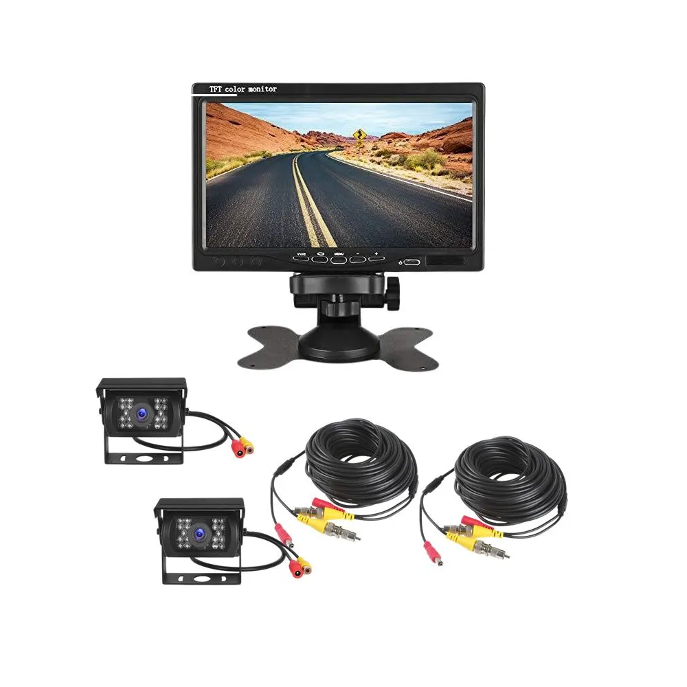7 Inch Tft Lcd Color Monitor Car Reverse Rear View Camera System Kit Dc-18
