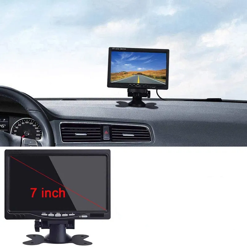 7 Inch Tft Lcd Color Monitor Car Reverse Rear View Camera System Kit Dc-18