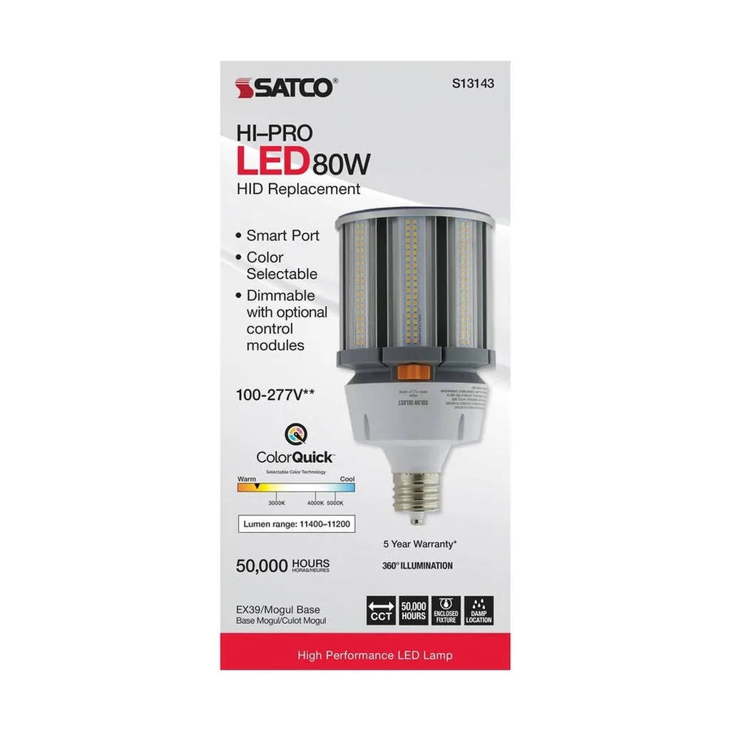 80 Watt - LED HID Replacement - CCT Selectable - Mogul extended base - 100-227V - ColorQuick Technology