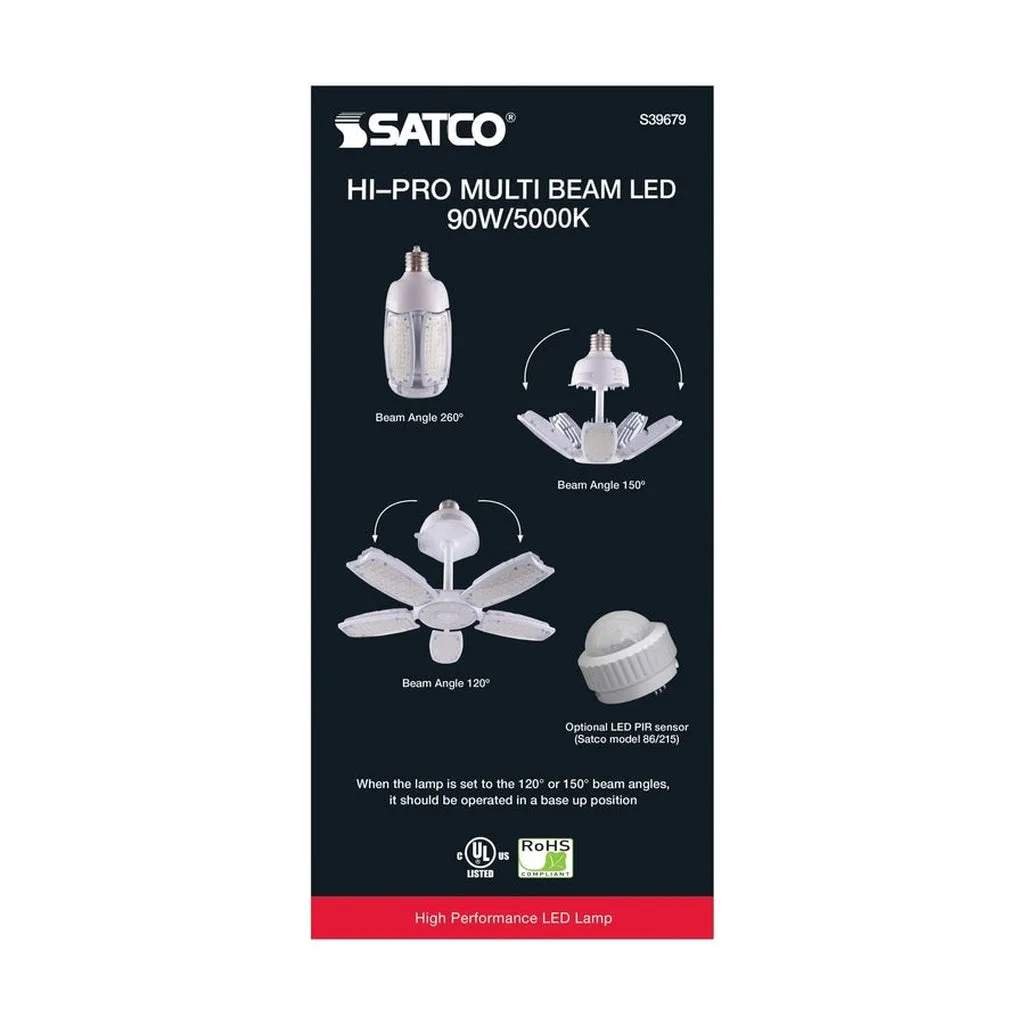90 Watt LED HID Replacement - 5000K - Mogul Extended base - Adjustable Beam Angle - Type B Ballast Bypass -100-227V