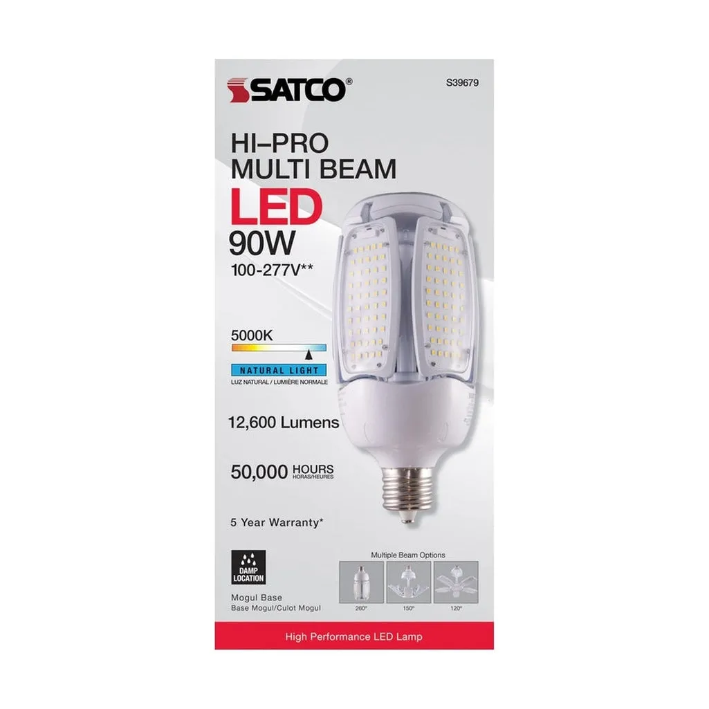 90 Watt LED HID Replacement - 5000K - Mogul Extended base - Adjustable Beam Angle - Type B Ballast Bypass -100-227V