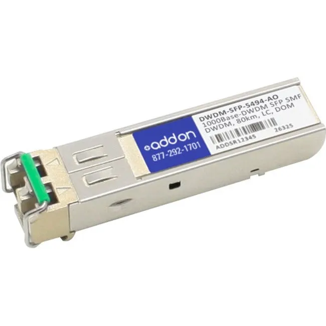 Addon Cisco Dwdm-Sfp-5494 Compatible Taa Compliant 1000Base-Dwdm 100Ghz Sfp Transceiver (Smf, 1554.94Nm, 80Km, Lc, Dom)