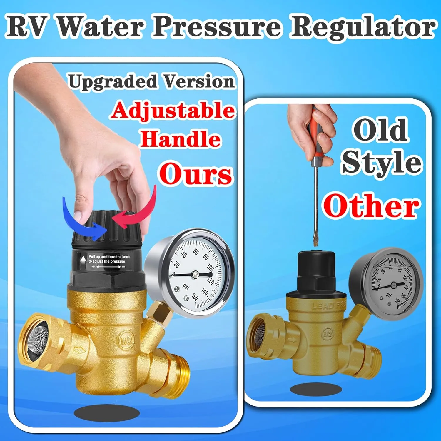 Adjustable RV Water Pressure Regulator for Campers