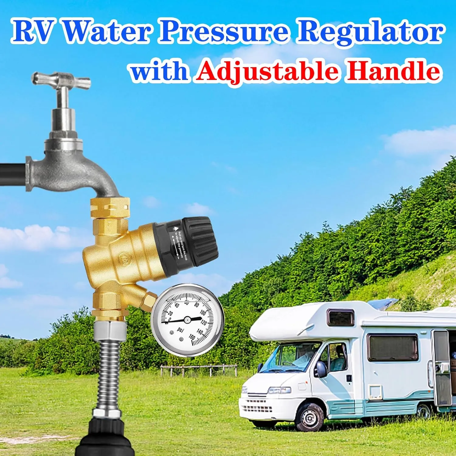 Adjustable RV Water Pressure Regulator for Campers