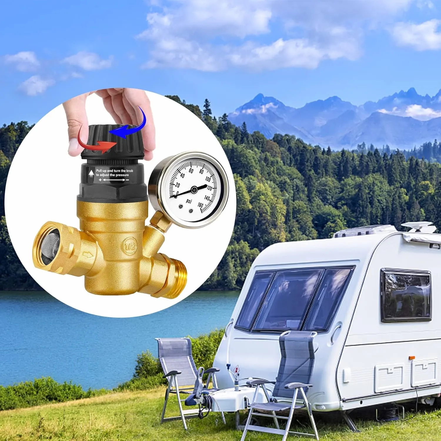 Adjustable RV Water Pressure Regulator for Campers
