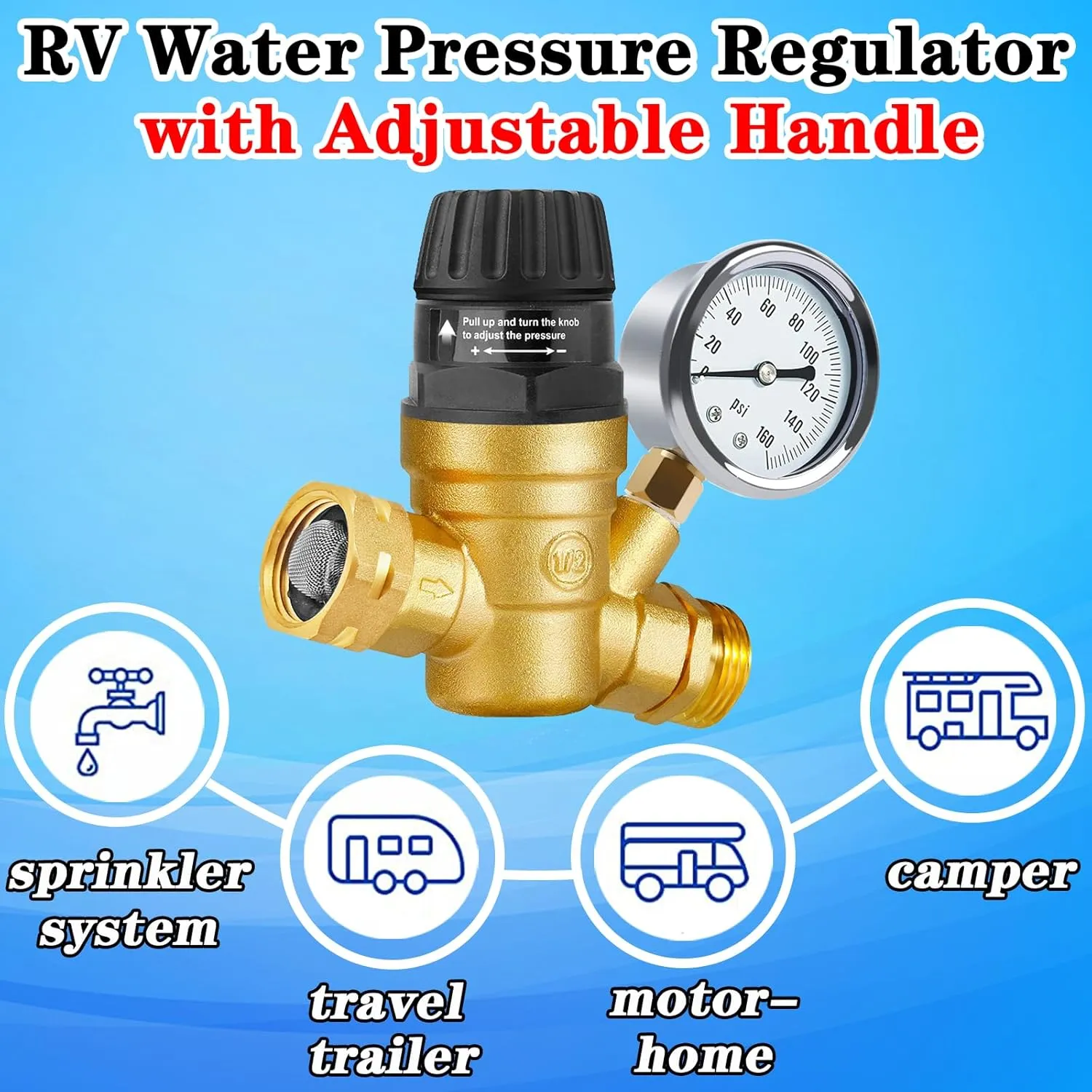 Adjustable RV Water Pressure Regulator for Campers