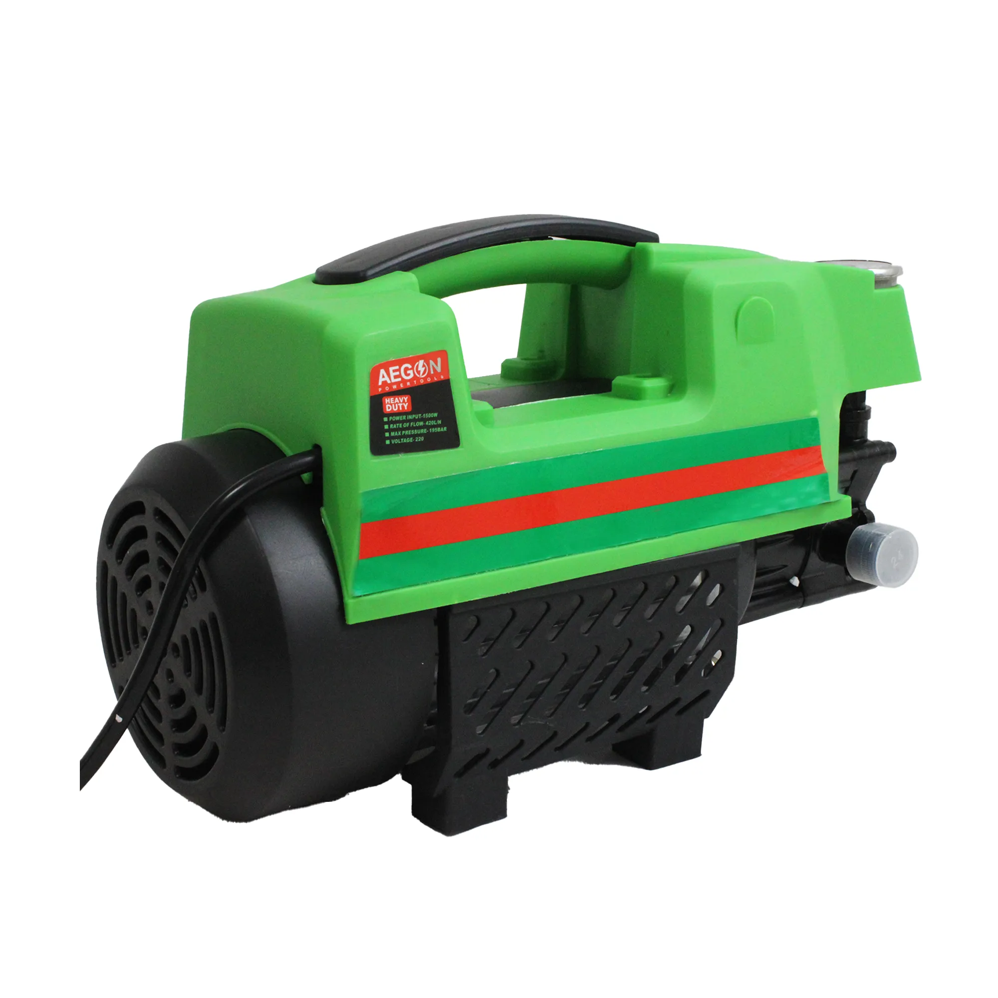 Aegon Powerful APW1500 High Pressure Washer, 1500W, 195 Bar, 420 L/h Flow Rate with 1.75m Hose, for Car, Bike & Home Cleaning