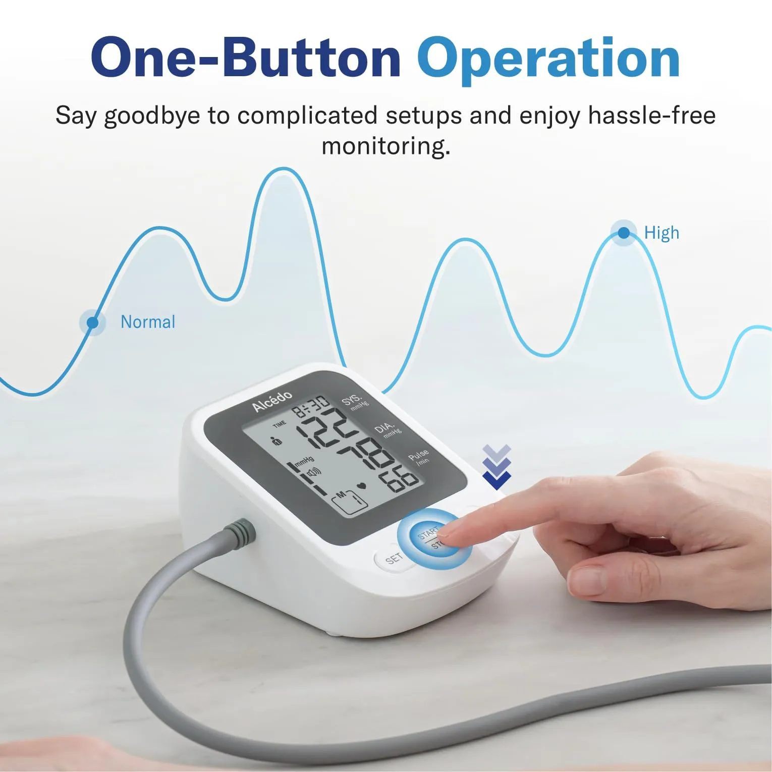 Alcedo Blood Pressure Monitor for Home Use, Accurate Upper Arm BP Machine with Large Cuff, Alarm Reminder, 2 x 120 Memory, Talking Function, FSA/HSA Eligible Grey