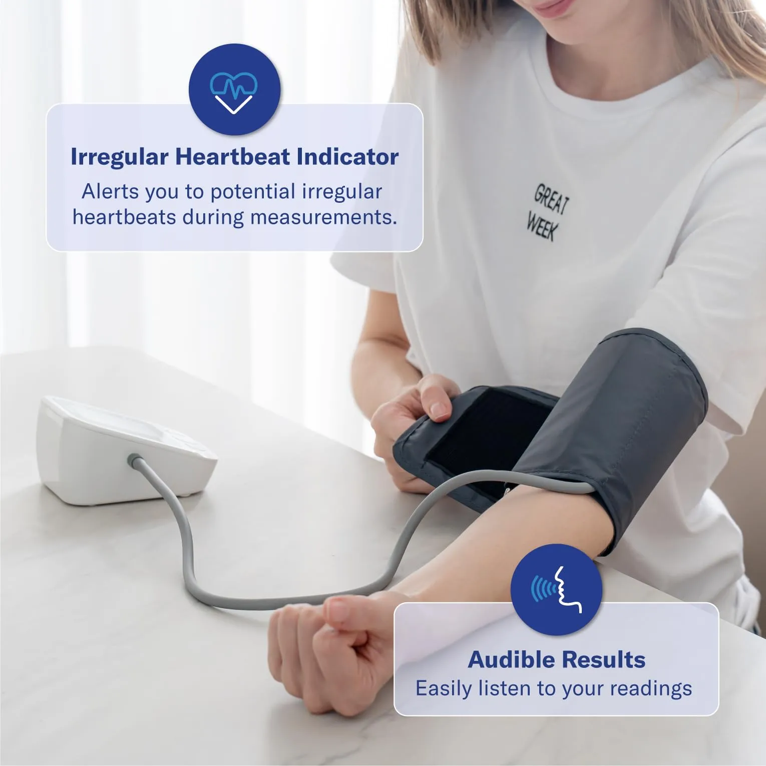 Alcedo Blood Pressure Monitor for Home Use, Accurate Upper Arm BP Machine with Large Cuff, Alarm Reminder, 2 x 120 Memory, Talking Function, FSA/HSA Eligible Grey