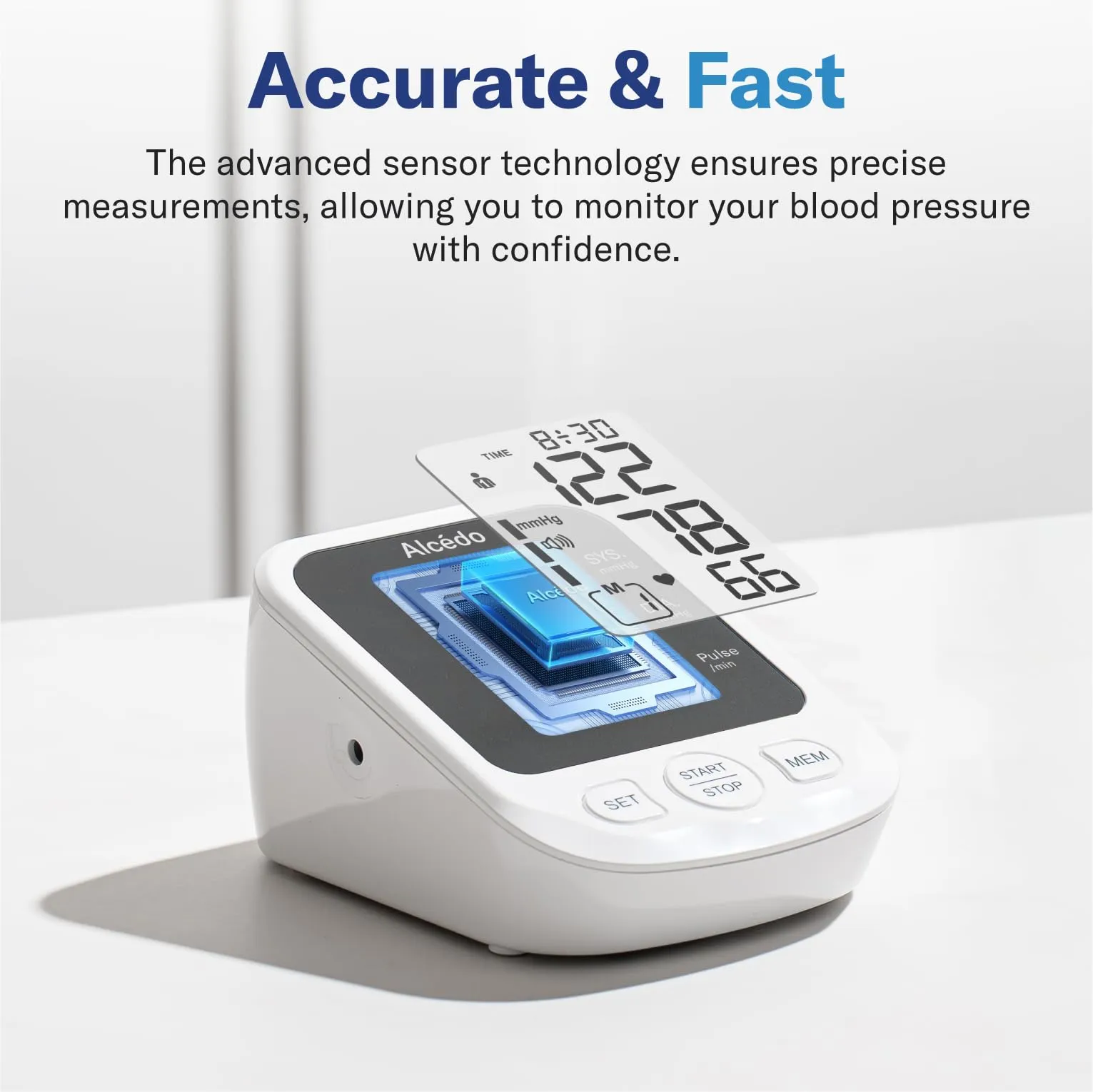 Alcedo Blood Pressure Monitor for Home Use, Accurate Upper Arm BP Machine with Large Cuff, Alarm Reminder, 2 x 120 Memory, Talking Function, FSA/HSA Eligible Grey