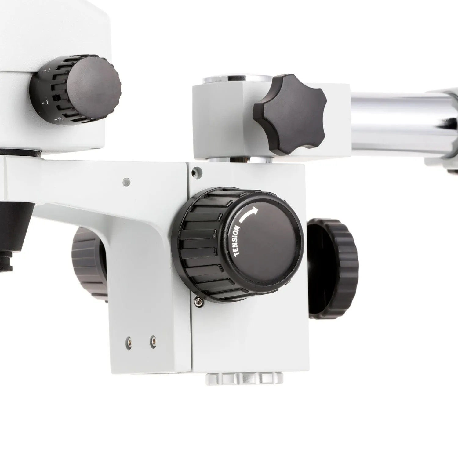 AmScope SM-3 Series Simul-Focal Zoom Trinocular Stereo Microscope with 64 LED Compact Ring Light and HDMI Camera on Single Arm Boom Stand
