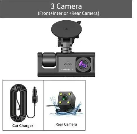 Auto-DVR HD 1080P 3-Kanal 3-Objektiv-Dashcam