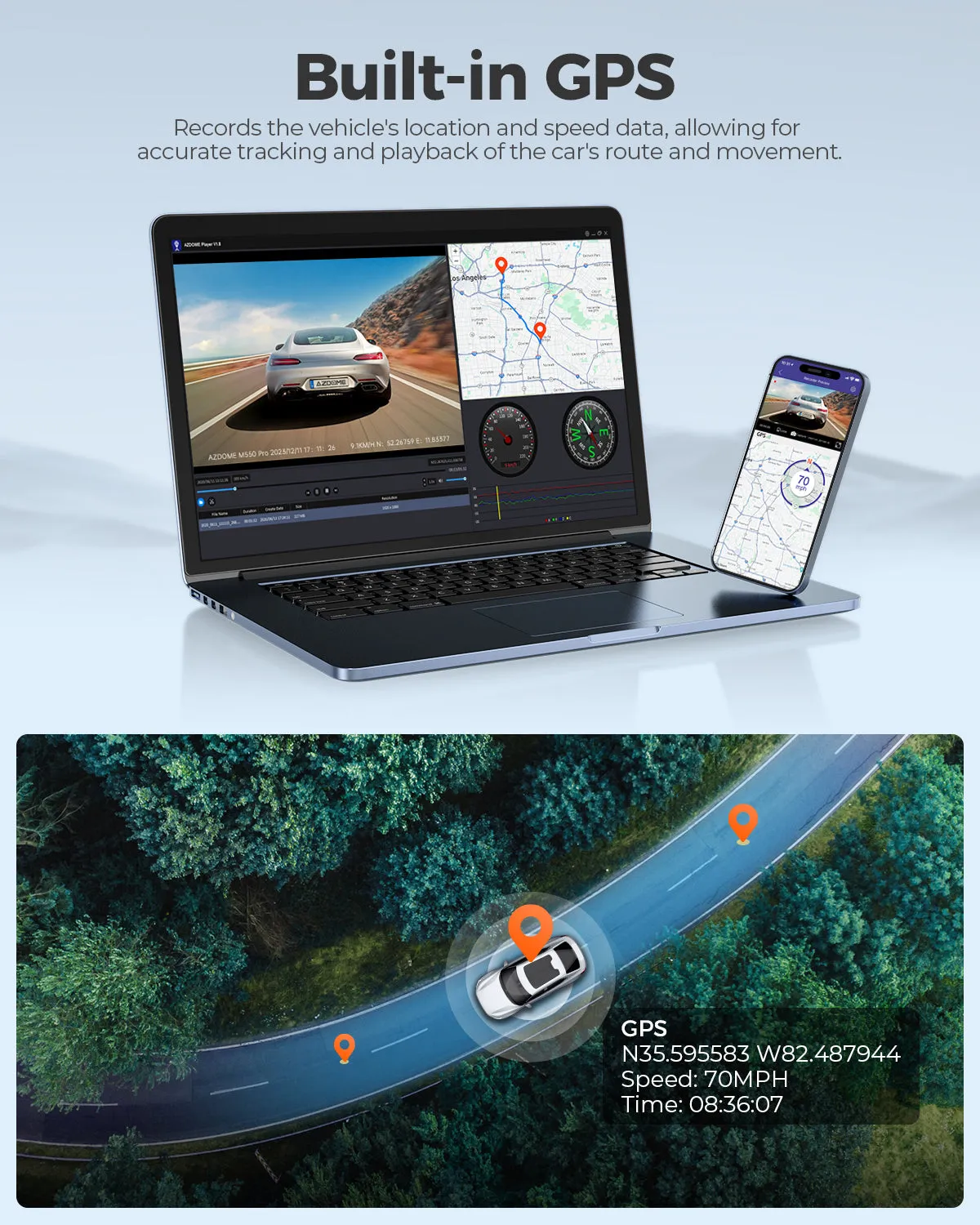AZDOME M550 Pro 3CH Dash Cam 4K with  3.19" Screen IR Night Vision 24H Parking Mode