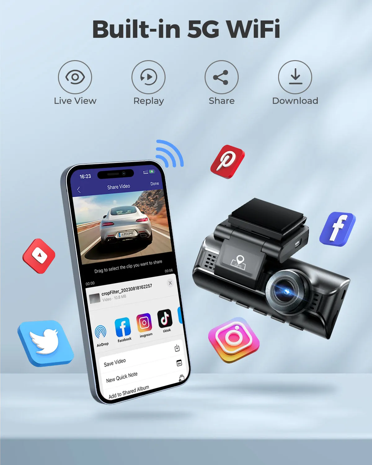 AZDOME M550 Pro 3CH Dash Cam 4K with  3.19" Screen IR Night Vision 24H Parking Mode