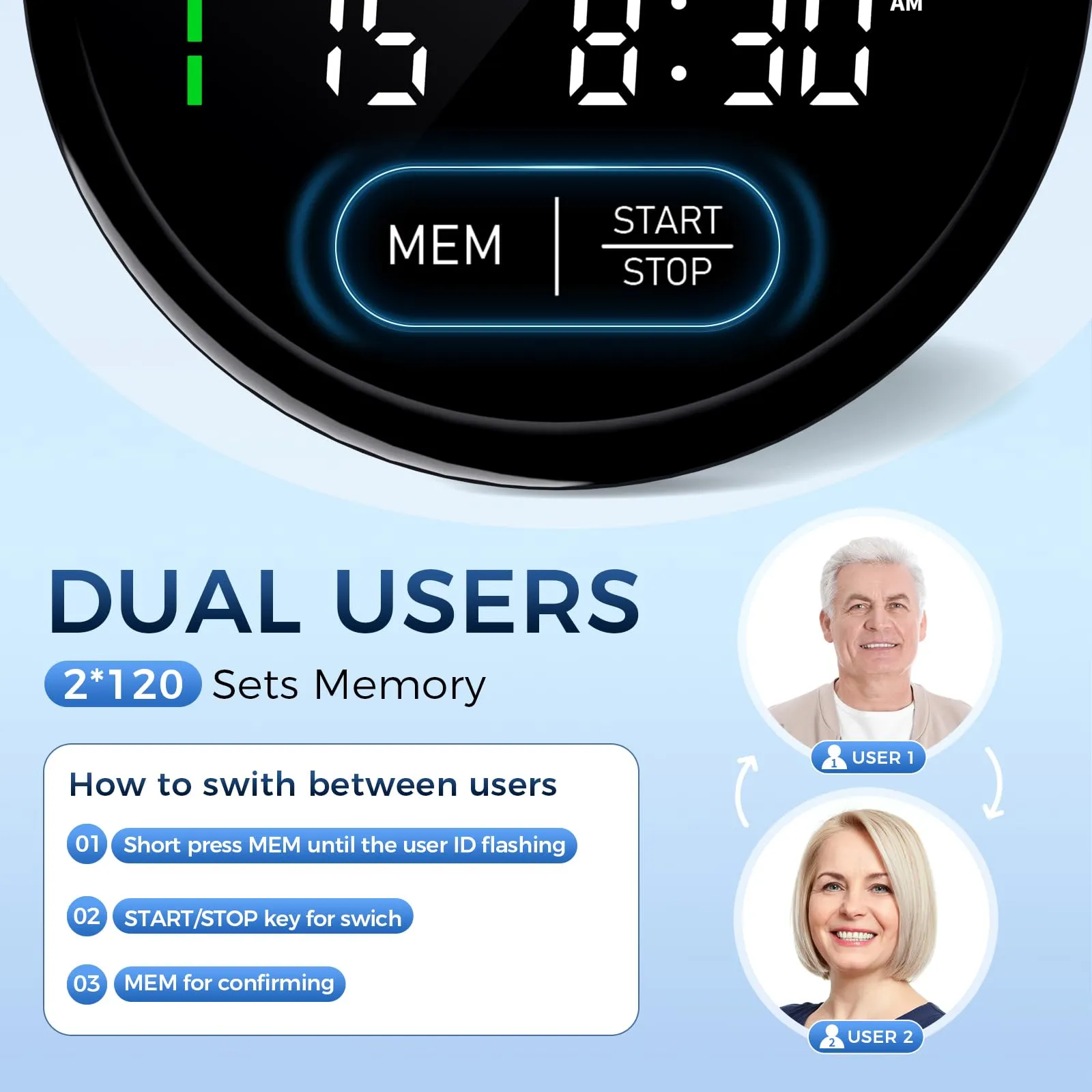 Blood Pressure Monitor Upper Arm Automatic Blood Pressure Machine with Adjustable Cuff 8.7"-16.5", 2x120Sets Memory High Blood Pressure Monitors for Home Use Include Batteries with Storage Bag