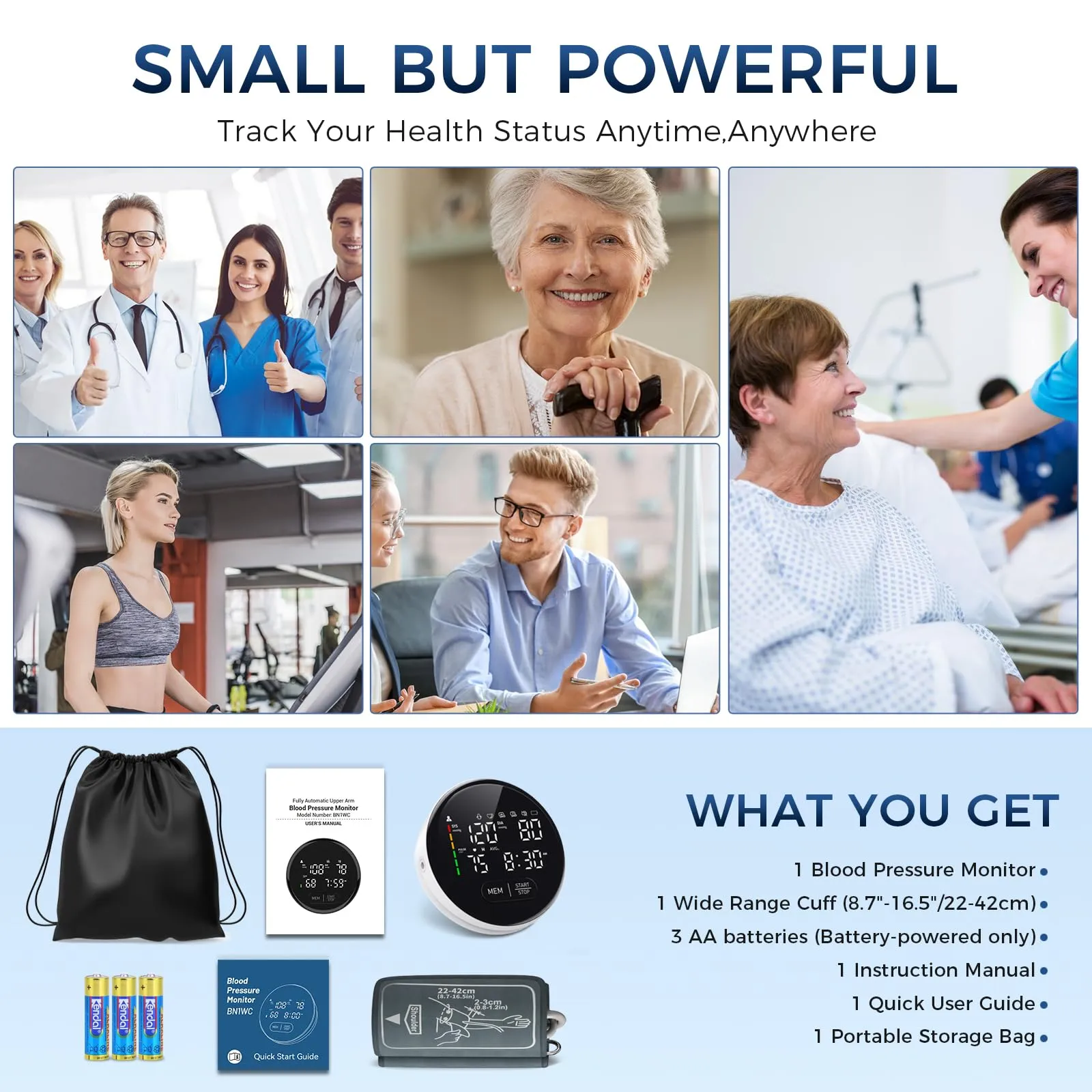 Blood Pressure Monitor Upper Arm Automatic Blood Pressure Machine with Adjustable Cuff 8.7"-16.5", 2x120Sets Memory High Blood Pressure Monitors for Home Use Include Batteries with Storage Bag