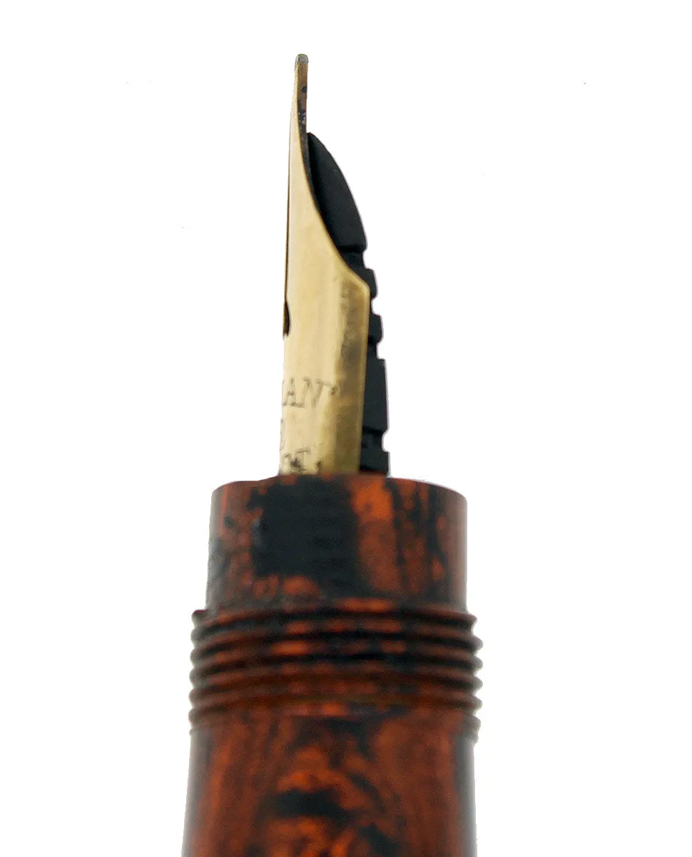 C1910 MABIE TODD SWAN SAFETY SELF PROPELLING PEN MOTTLED HARD RUBBER RESTORED