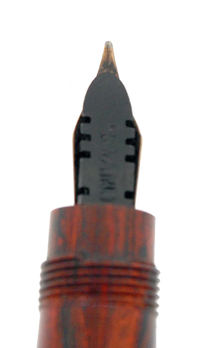 C1910 MABIE TODD SWAN SAFETY SELF PROPELLING PEN MOTTLED HARD RUBBER RESTORED