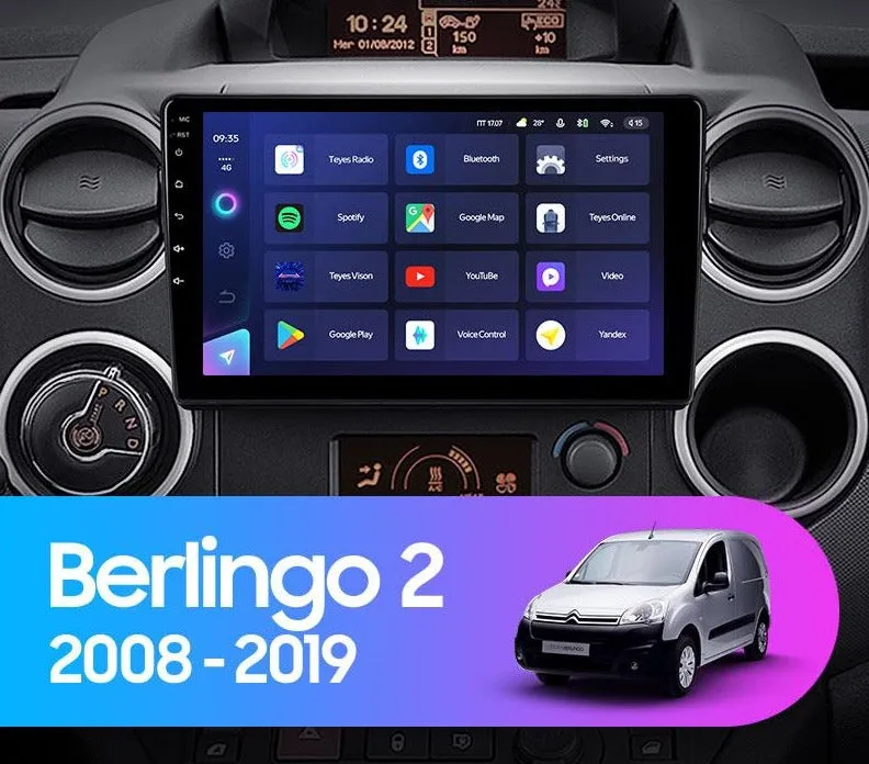 Car Dealz Elite 4G Data Model 10.2" Android 12.0 For Citroen Berlingo 2 B9 2008 - 2019 In Dash Plus OEM Fascia